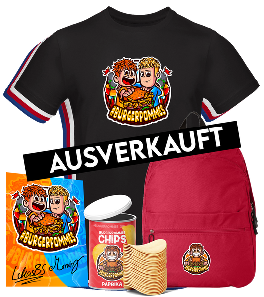 #BURGERPOMMES Bruder - T-Shirt + Rucksack + Paprika Chips + Autogrammkarte
